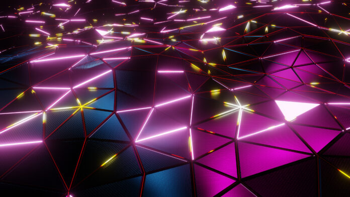 Neon Light Triangle In Geometry Wave 04